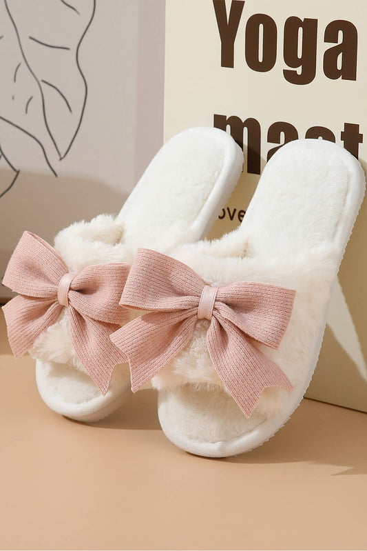 Bow Knot Decor Plush Slippers