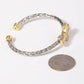 Two Tone Cross Braided Cuff Bangle Bracelet