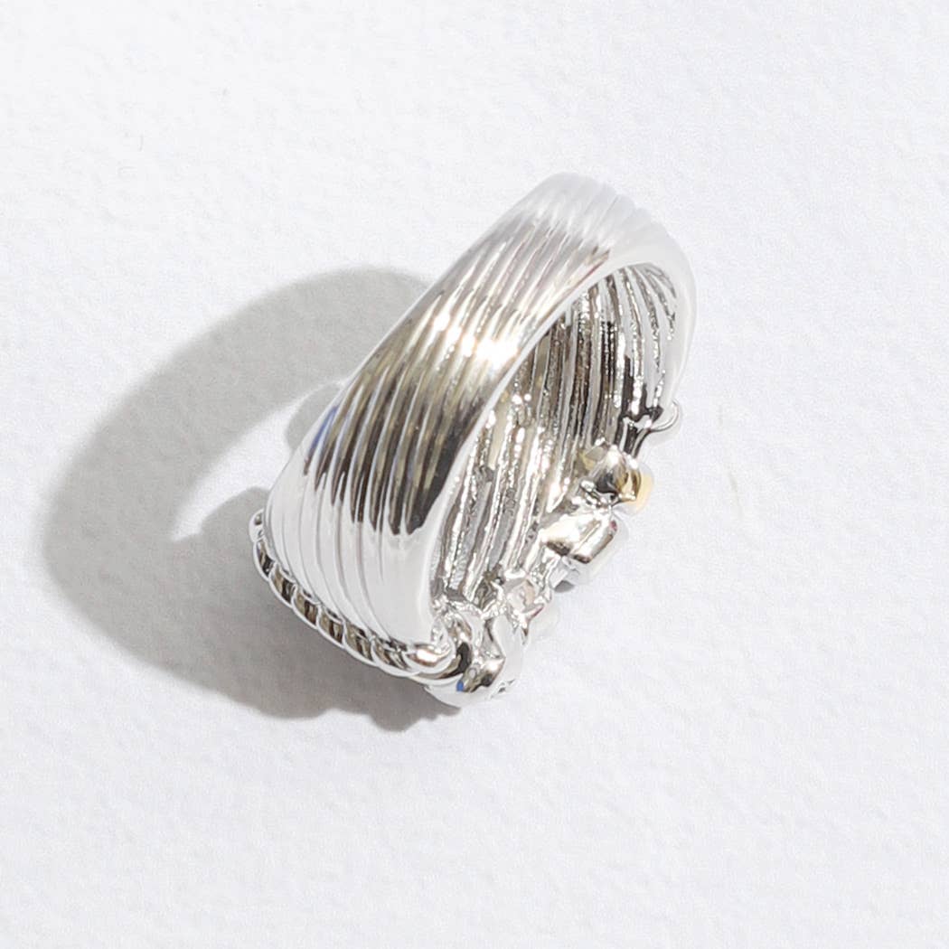 Two Tone Textured Band Ring