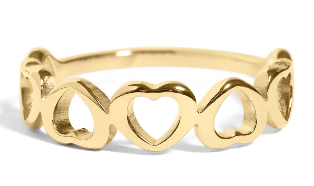 Stainless steel alternating Heart Ring