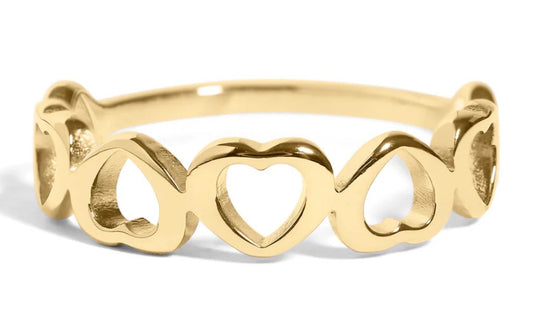 Stainless steel alternating Heart Ring