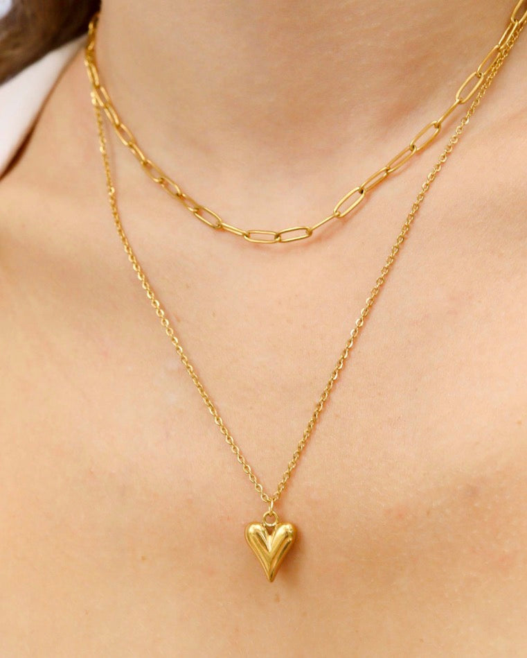 Stainless steel heart layered Necklace