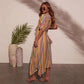 Summer Casual Resort-Style V-Neck Striped Dress: Picture color