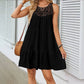Women's Crochet Lace A-Line Ruffle Hem Summer Dress: 108182 black / One size fits all