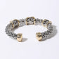 3 CZ Pave With X Accents Textured Cuff Bracelet