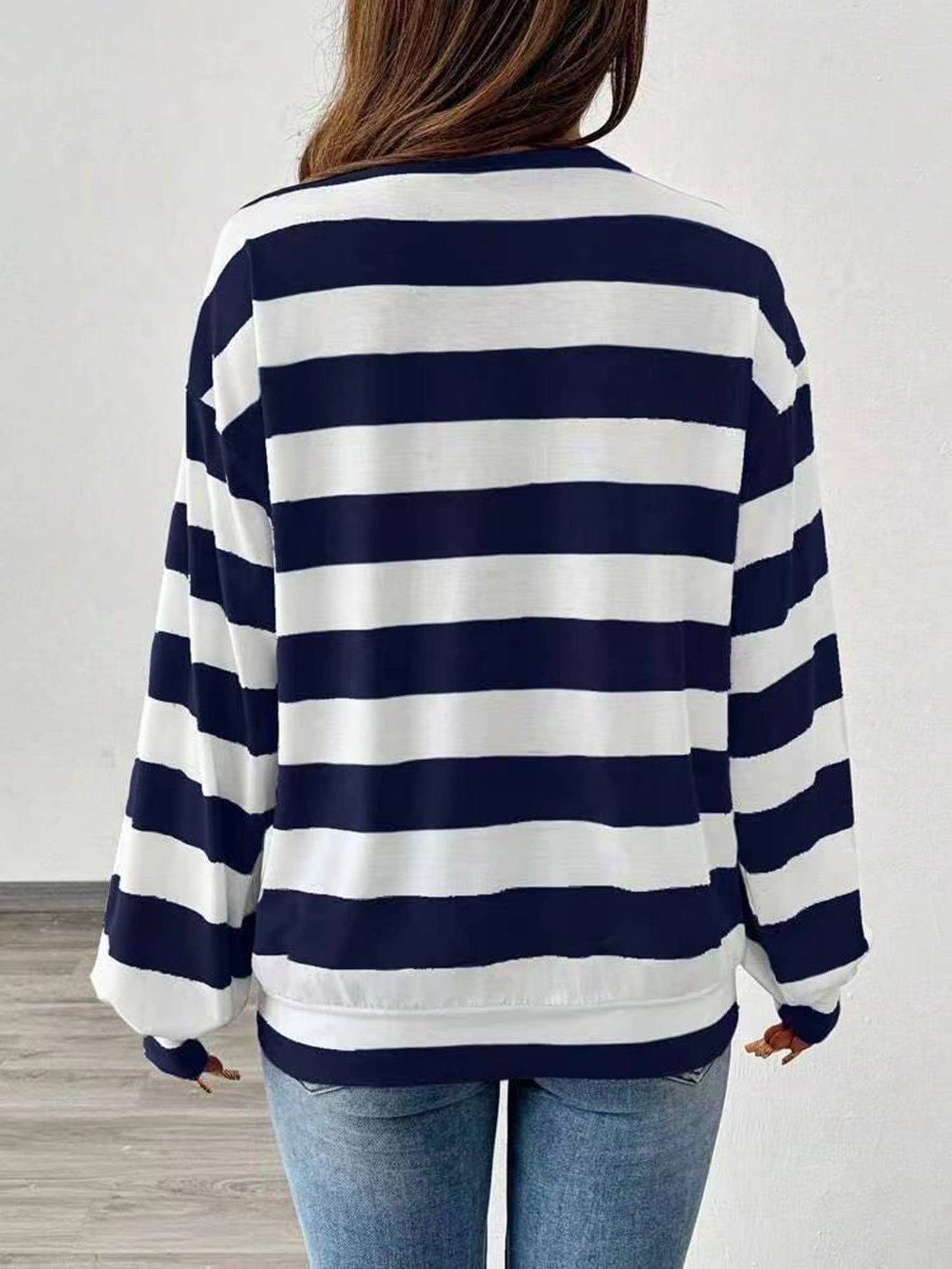 Loose Striped Long Sleeved Top