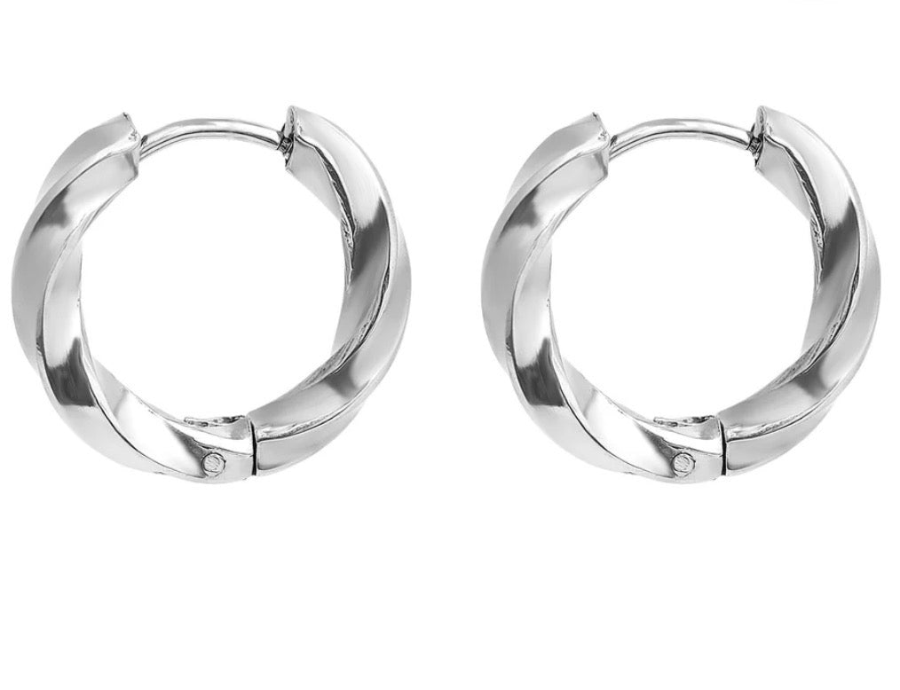 Stainless steel Texture Twist hoop earrings