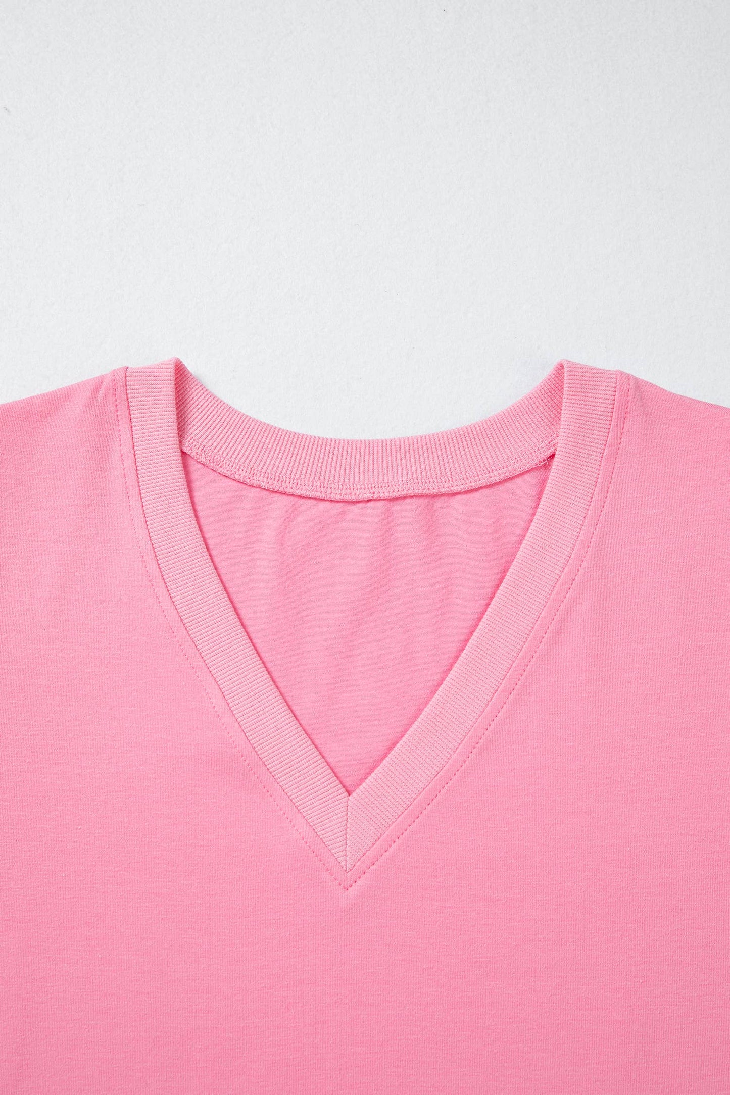 Solid Color V Neck Short Puff Sleeve Blouse | S-4X