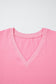 Solid Color V Neck Short Puff Sleeve Blouse | S-4X