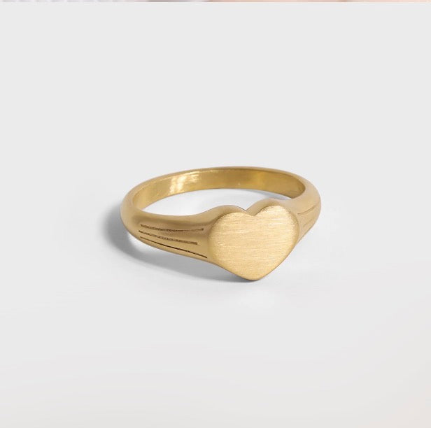 Stainless Steel Heart Signet Ring