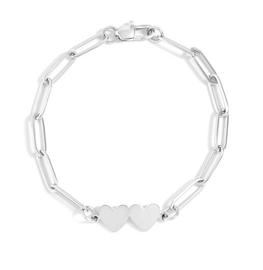 Stainless steel 2 heart bracelet small