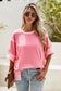 Spring Half Sleeve Raw Seam High Side Split Top