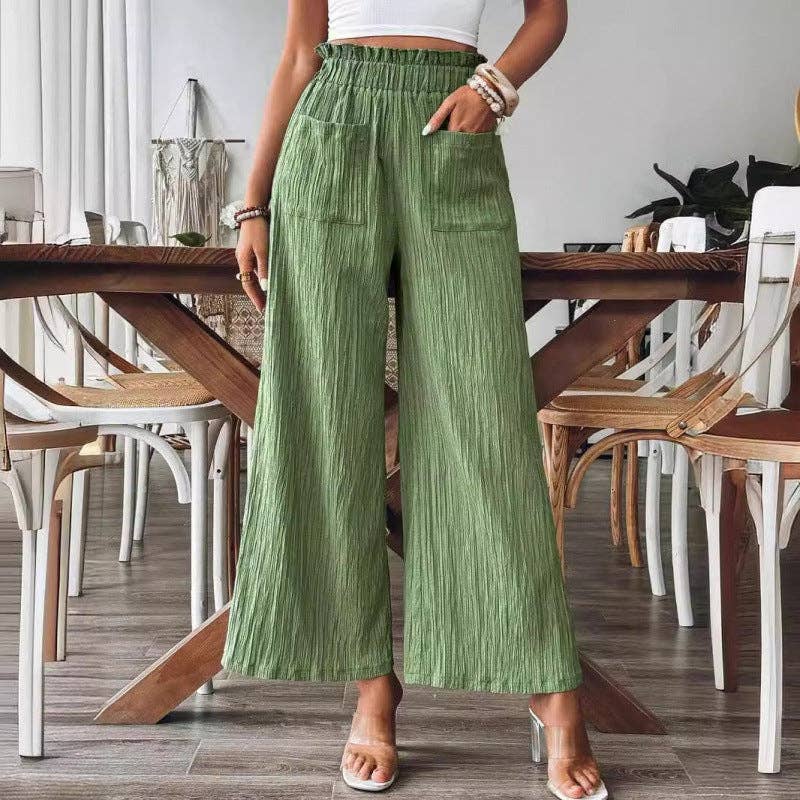 Women's Solid Color Casual Wide Leg Pants For Spring/Summer: Off white