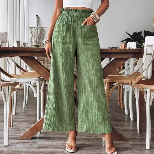 Women's Solid Color Casual Wide Leg Pants For Spring/Summer: Off white