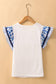 Ricrac Trim Printed Flutter Sleeve Contrast Patchwork Blouse