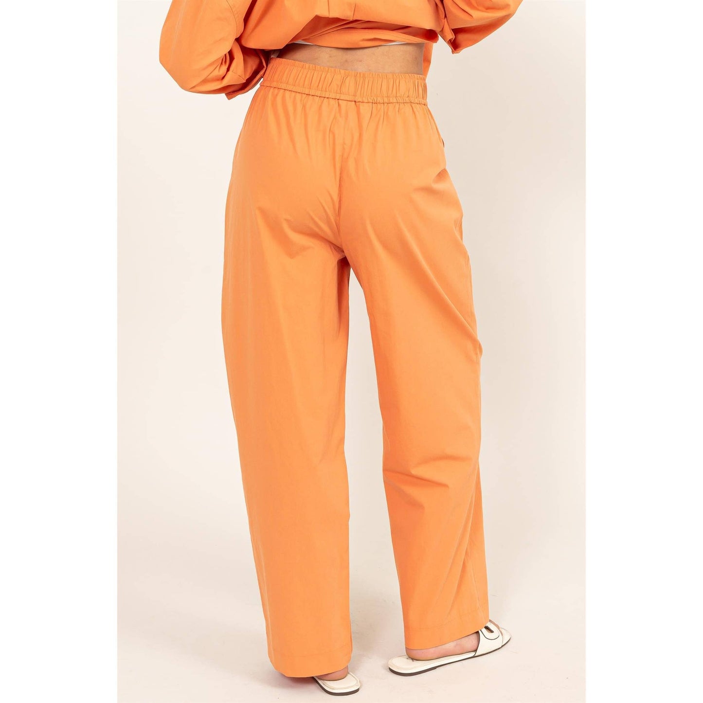 Poplin High Waist Wide Leg Pants