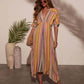 Summer Casual Resort-Style V-Neck Striped Dress: Picture color