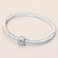 Stainless Steel CZ Pave Hinged Bangle Bracelet