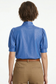 Tie-Neck Puff Sleeve Denim Blouse