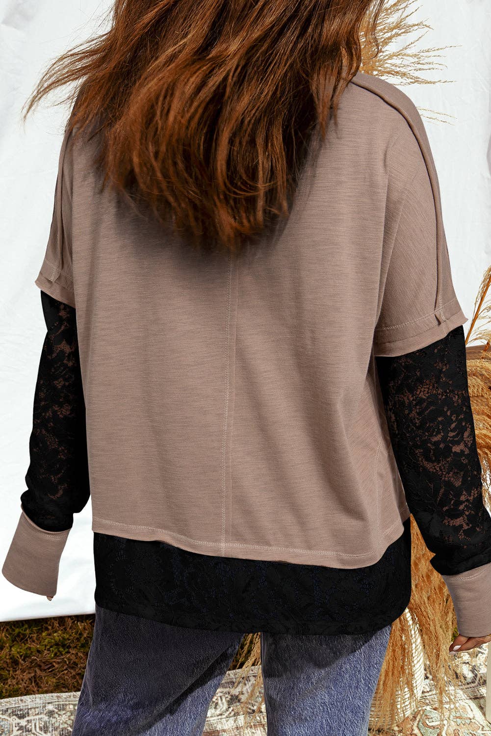 FB Lace Patchwork Long Sleeve Top