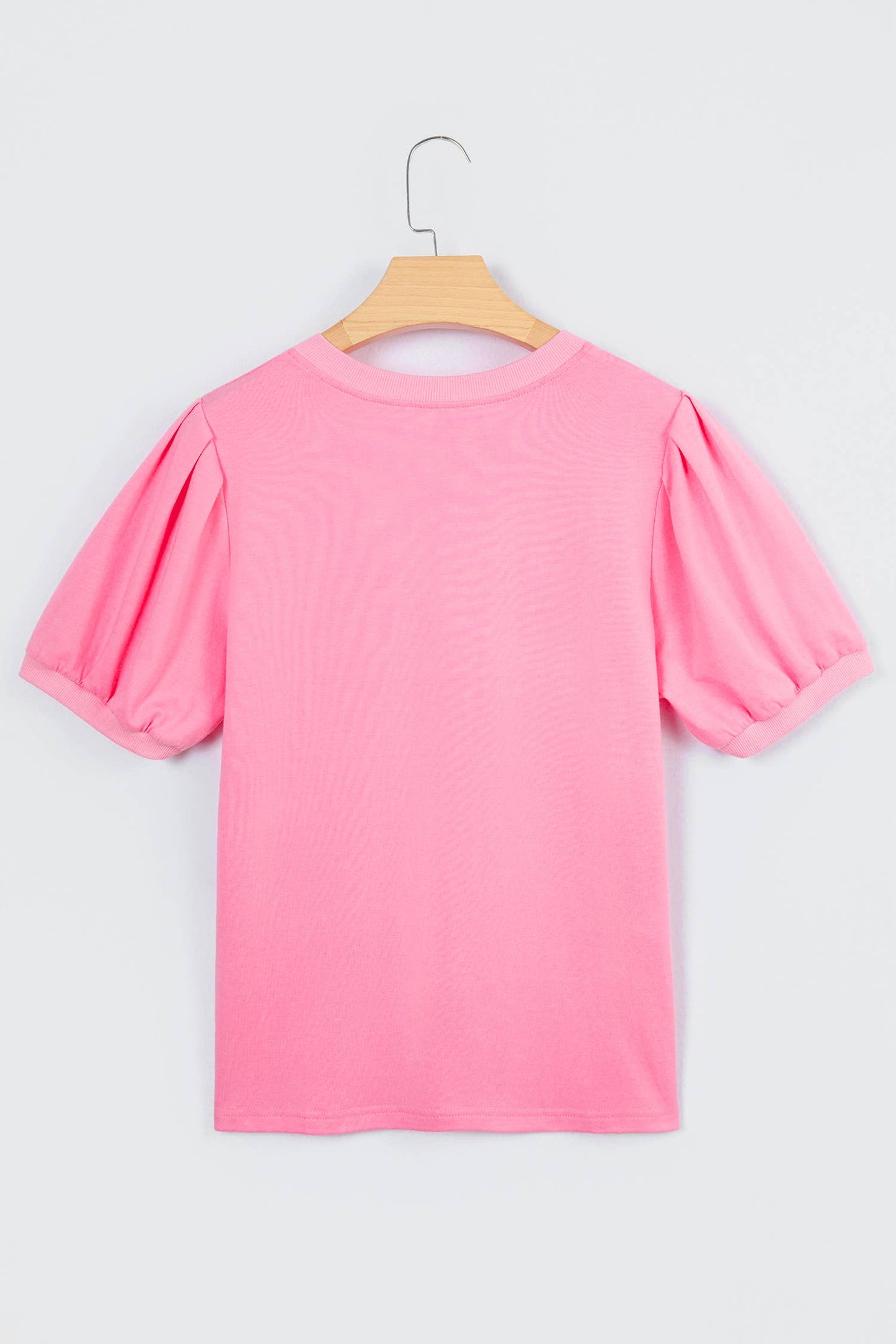 Solid Color V Neck Short Puff Sleeve Blouse | S-4X