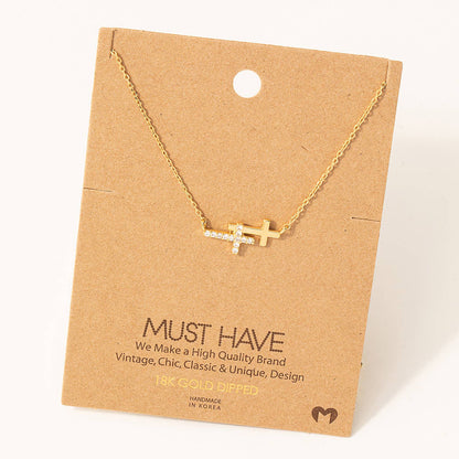 Double Cross Pendant Necklace