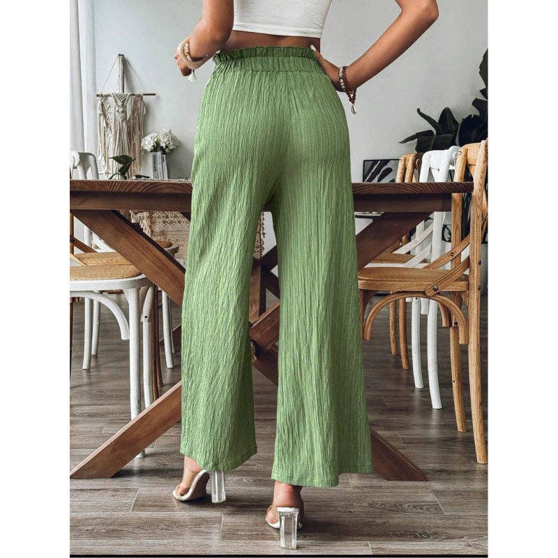 Women's Solid Color Casual Wide Leg Pants For Spring/Summer: Off white