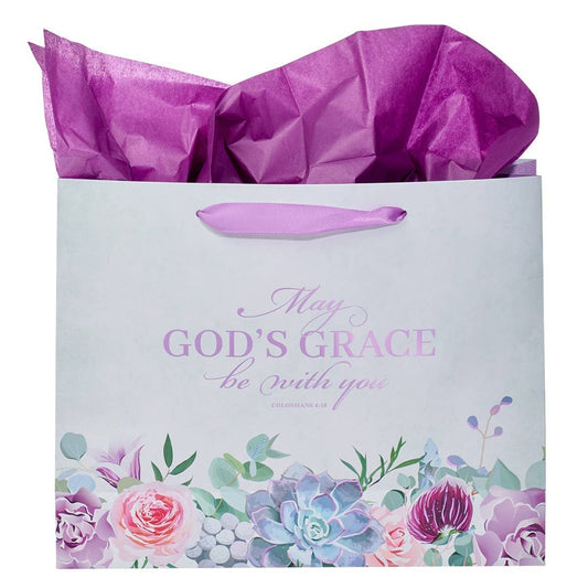 Gift Bag w/ Card LG Landscape Purple God's Grace Col. 4:18