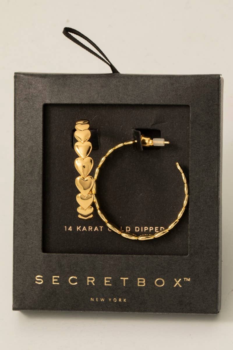 Solid Heart Link Hoop Earrings