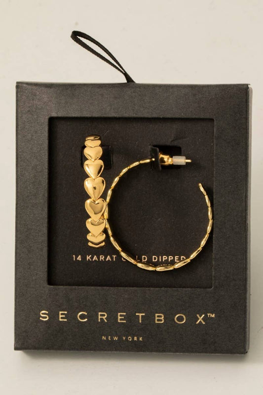 Solid Heart Link Hoop Earrings