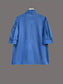 Tie-Neck Puff Sleeve Denim Blouse