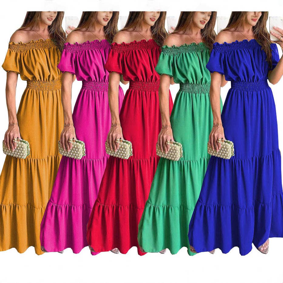 Women's Off-the-Shoulder Spring Short-Sleeve Maxi dress