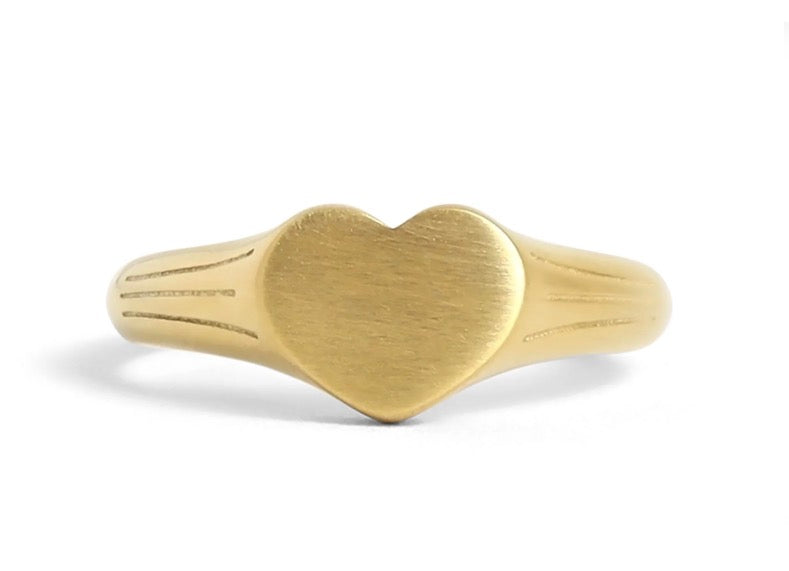 Stainless Steel Heart Signet Ring