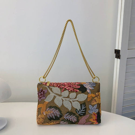 Embroidered Sequin Hand-held Chain Bag