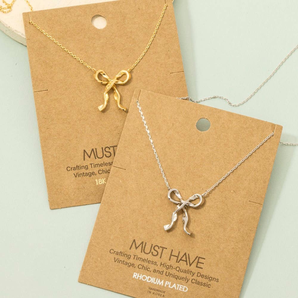 Ribbon Bow Pendant Necklace