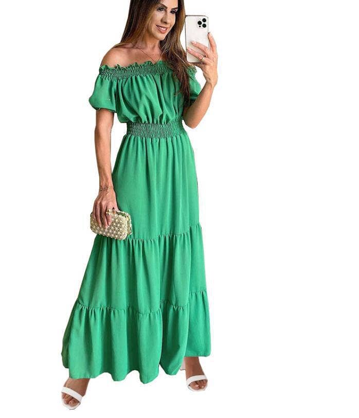 Women's Off-the-Shoulder Spring Short-Sleeve Maxi dress