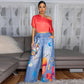 Printed Wide Leg Casual Pants