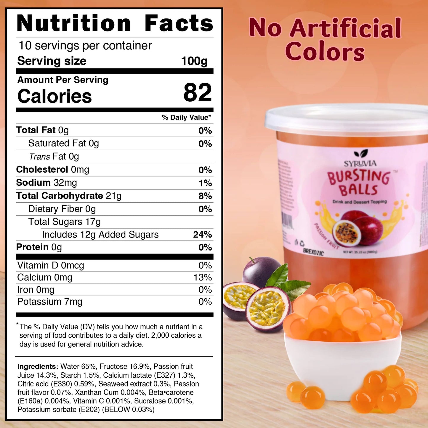 Passion Fruit Flavored Popping Boba 2 LB