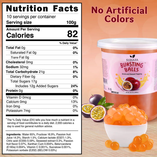 Passion Fruit Flavored Popping Boba 2 LB