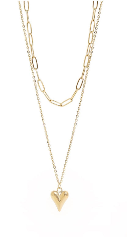 Stainless steel heart layered Necklace