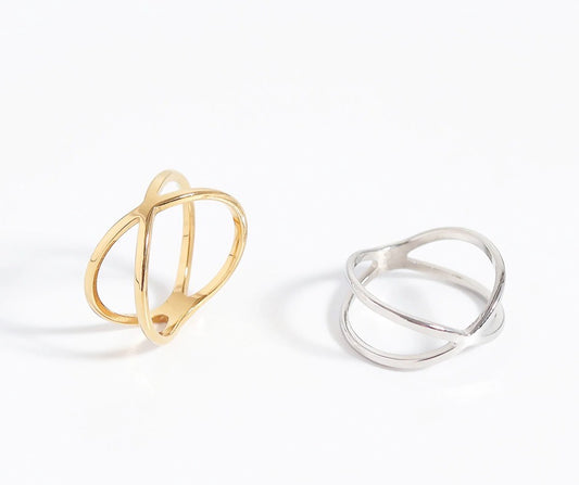 Stainless steel x Geometric Ring