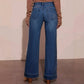 Women's Vintage High Rise Straight Leg Wide Leg Denim Pants: Light blue
