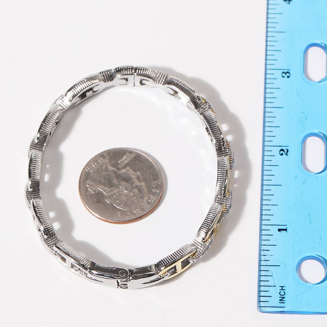 Two-Tone Linked Chain Design Gold Plated Bracelet