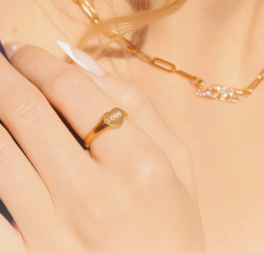 Stainless steel love heart Ring