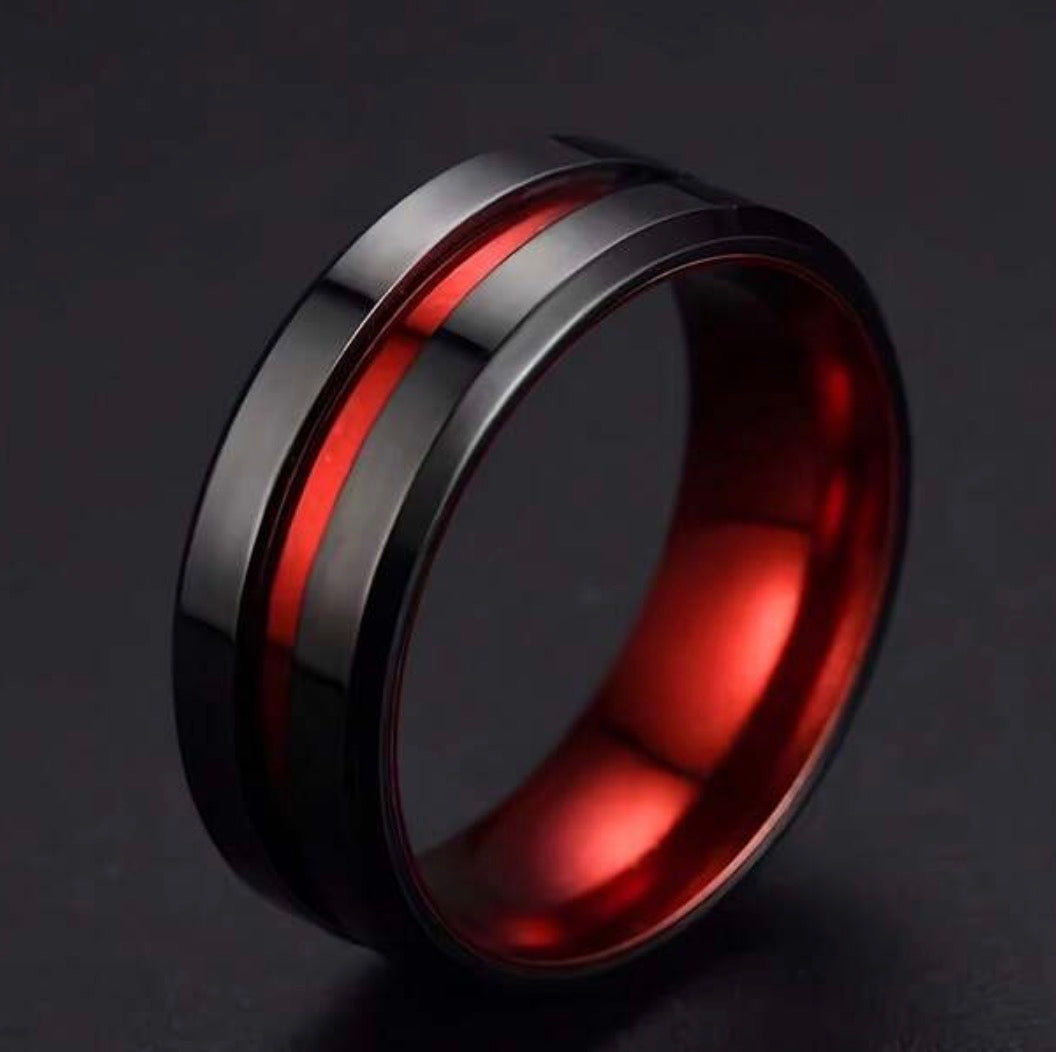 Black and Red Men's Ring