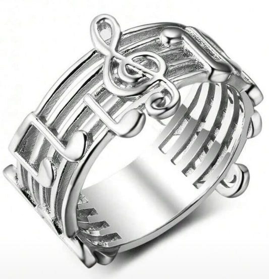 Musical Notes Silver Ring