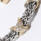 3 CZ Pave With X Accents Textured Cuff Bracelet