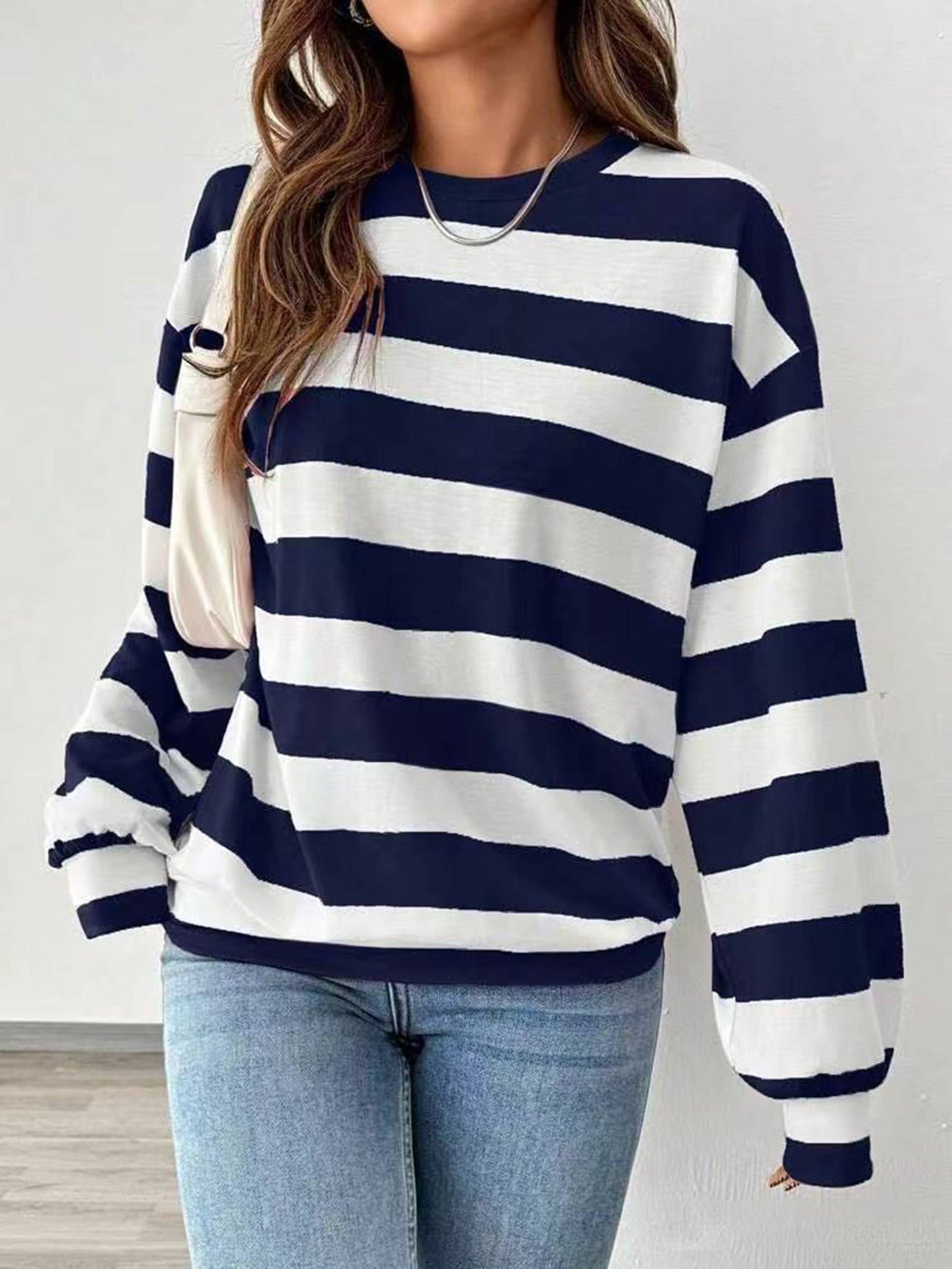 Loose Striped Long Sleeved Top