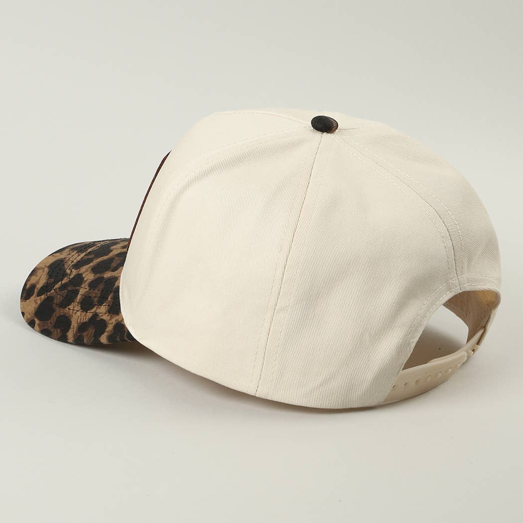Howdy Darlin' Embroidered Leopard Brim Trucker Hat