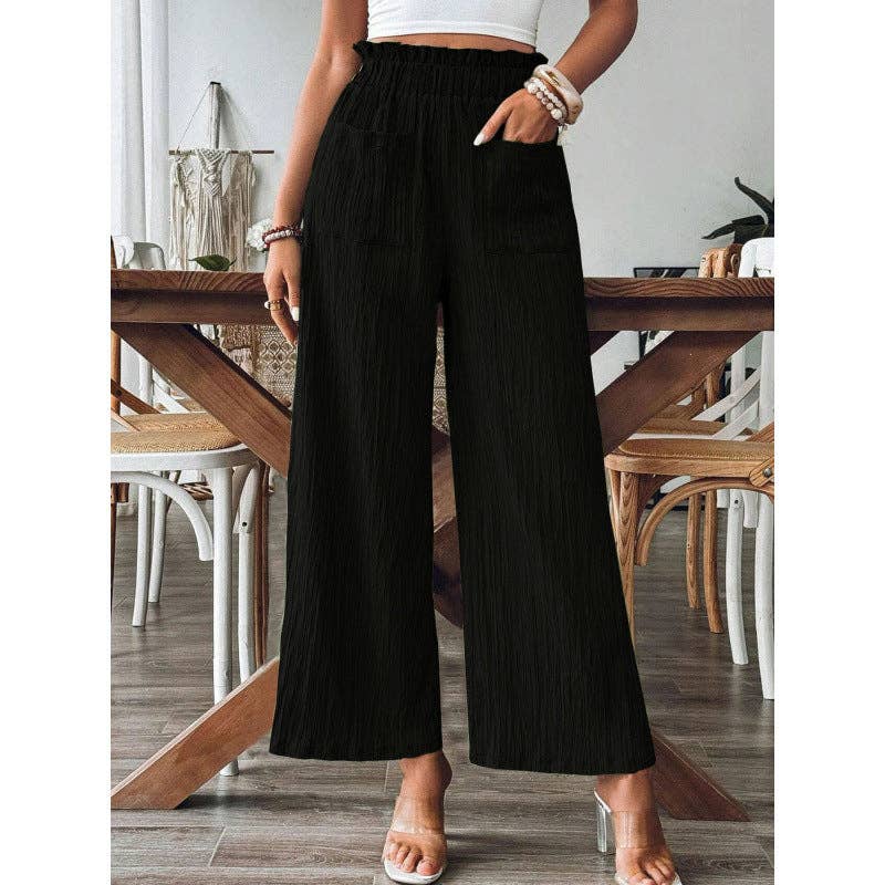 Women's Solid Color Casual Wide Leg Pants For Spring/Summer: Off white